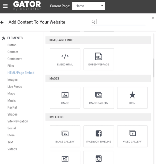 Gator Website Builder Elements